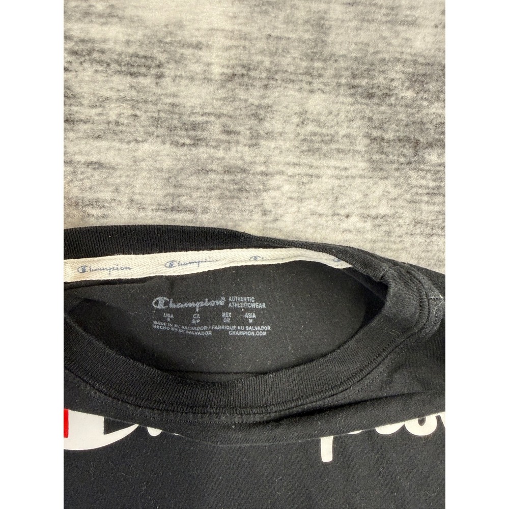 Champion Womens Black Graphic Script Logo Short Sleeve T-Shirt GT18H Small - Picture 3 of 6